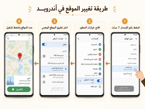 خطوات تغيير الموقع الجغرافي في أندرويد عبر خيارات المطور وتطبيق الموقع الوهمي