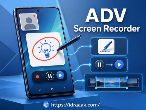 تطبيق ADV Screen Recorder مع أدوات الرسم والإيقاف المؤقت وقص تسجيل الشاشة