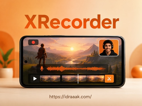 تطبيق XRecorder لتسجيل لعبة على هاتف أندرويد مع الصوت والكاميرا الأمامية وأدوات قص الفيديو