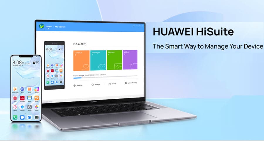 واجهة HiSuite لإدارة ملفات هاتف Huawei من الكمبيوتر