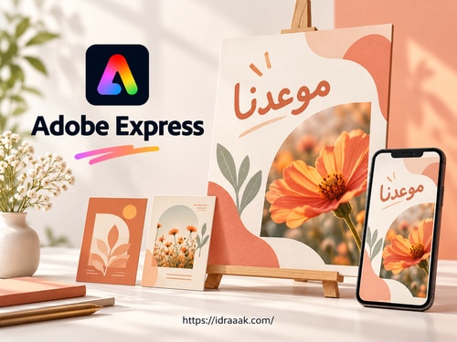 بطاقة موعدنا بصورة زهرة وقوالب بألوان دافئة مع هوية Adobe Express