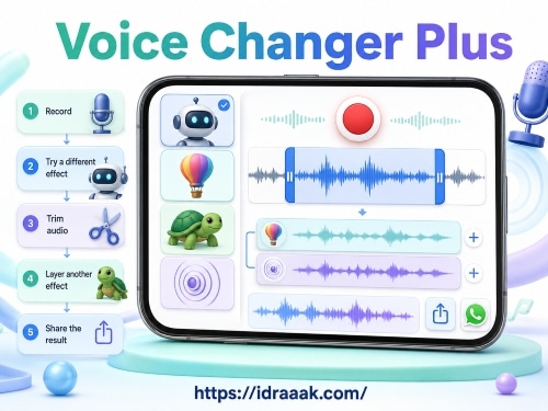 تطبيق Voice Changer Plus على الآيفون لقص التسجيل وإضافة عدة مؤثرات صوتية