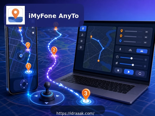 برنامج AnyTo لتغيير موقع الايفون ومحاكاة الحركة على الخريطة.