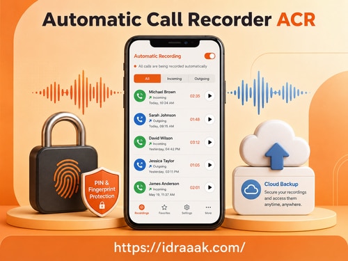 تطبيق ⁦‪Automatic Call Recorder ACR‬⁩ مع القفل والنسخ الاحتياطي
