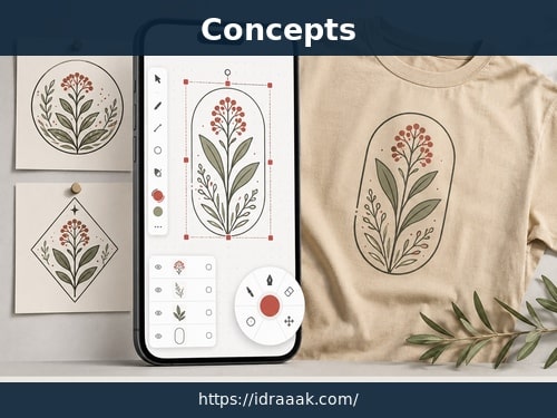رسم تصميم تيشرت وتعديله باستخدام تطبيق Concepts