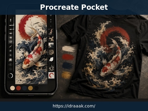 رسم فني متعدد الطبقات للطباعة على تيشرت باستخدام Procreate Pocket