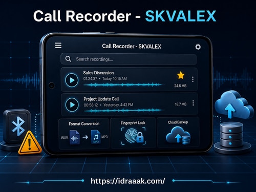 تطبيق ⁦‪SKVALEX‬⁩ لإدارة تسجيلات المكالمات وتحويل صيغ الصوت