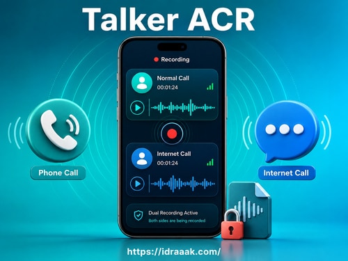 تطبيق ⁦‪Talker ACR‬⁩ لتسجيل مكالمات الهاتف والإنترنت