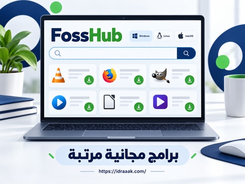 واجهة FossHub تعرض البحث في البرامج المجانية وحزم ويندوز ولينكس وماك