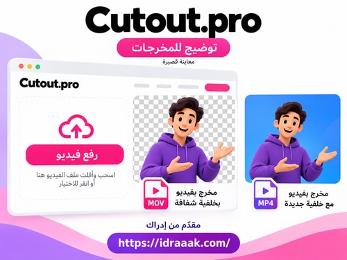 توضيح لمخرج MOV الشفاف ومخرج MP4 بخلفية جديدة في Cutout.pro