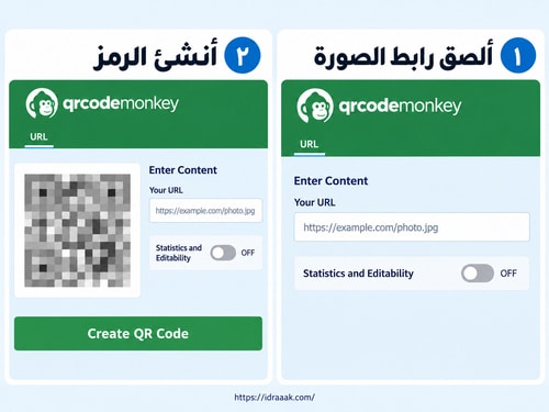 لصق رابط الصورة في QRCode Monkey وإنشاء رمز QR ثابت